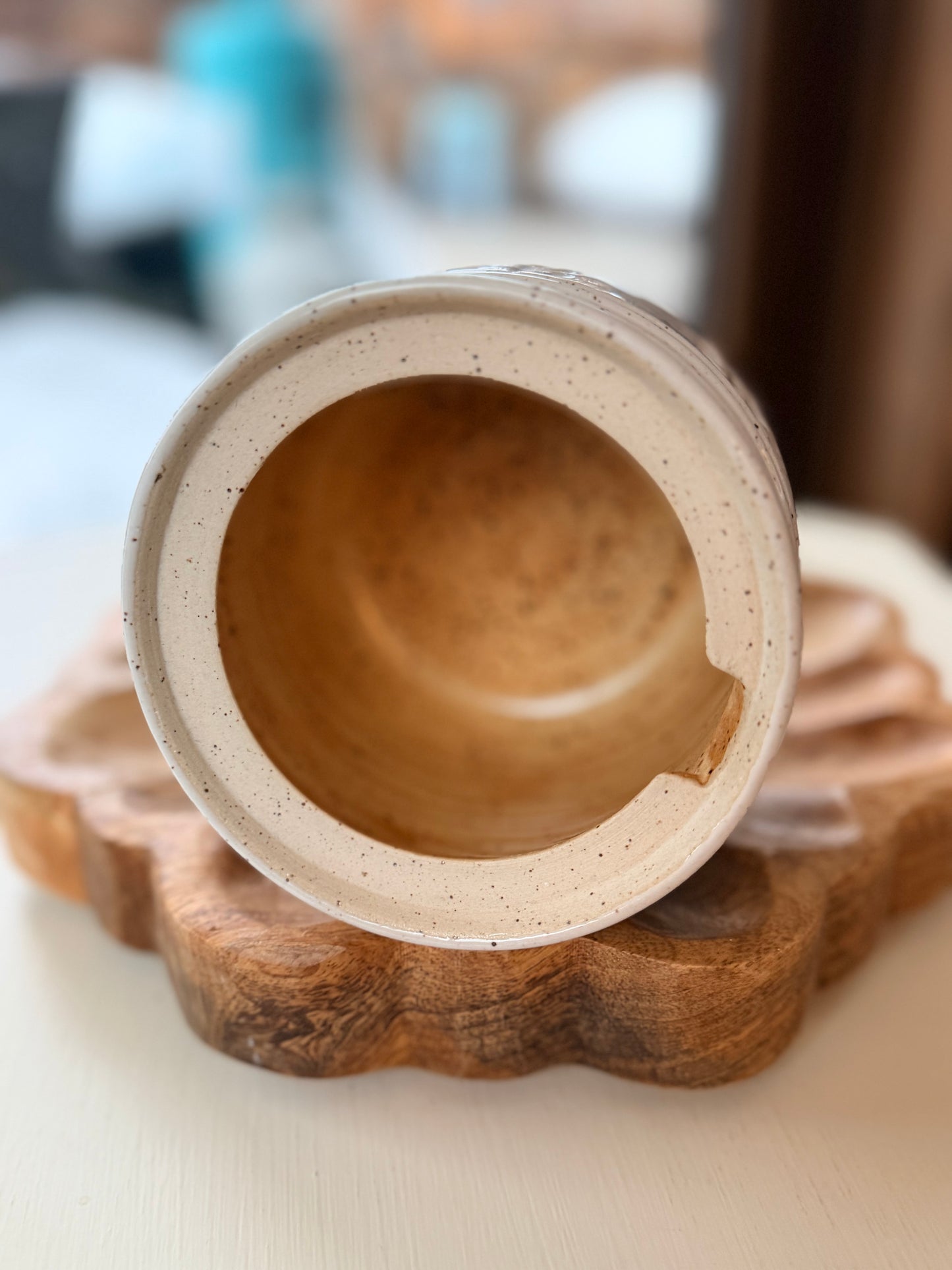 Carved Speckled Honey Pot- butterscotch