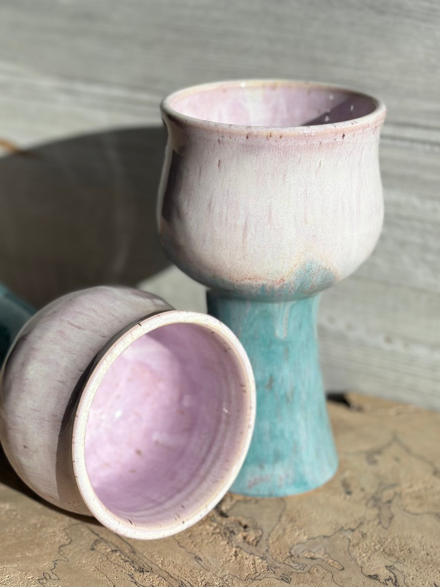 Wine Goblet, pink/teal