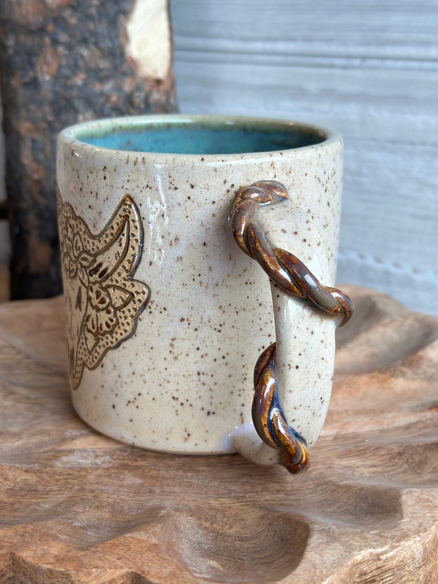 Floral Tooled Skull Mug