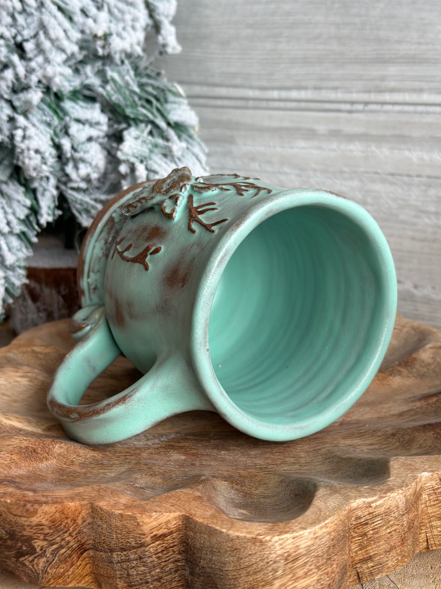 Reindeer Mug, seafoam 15 oz
