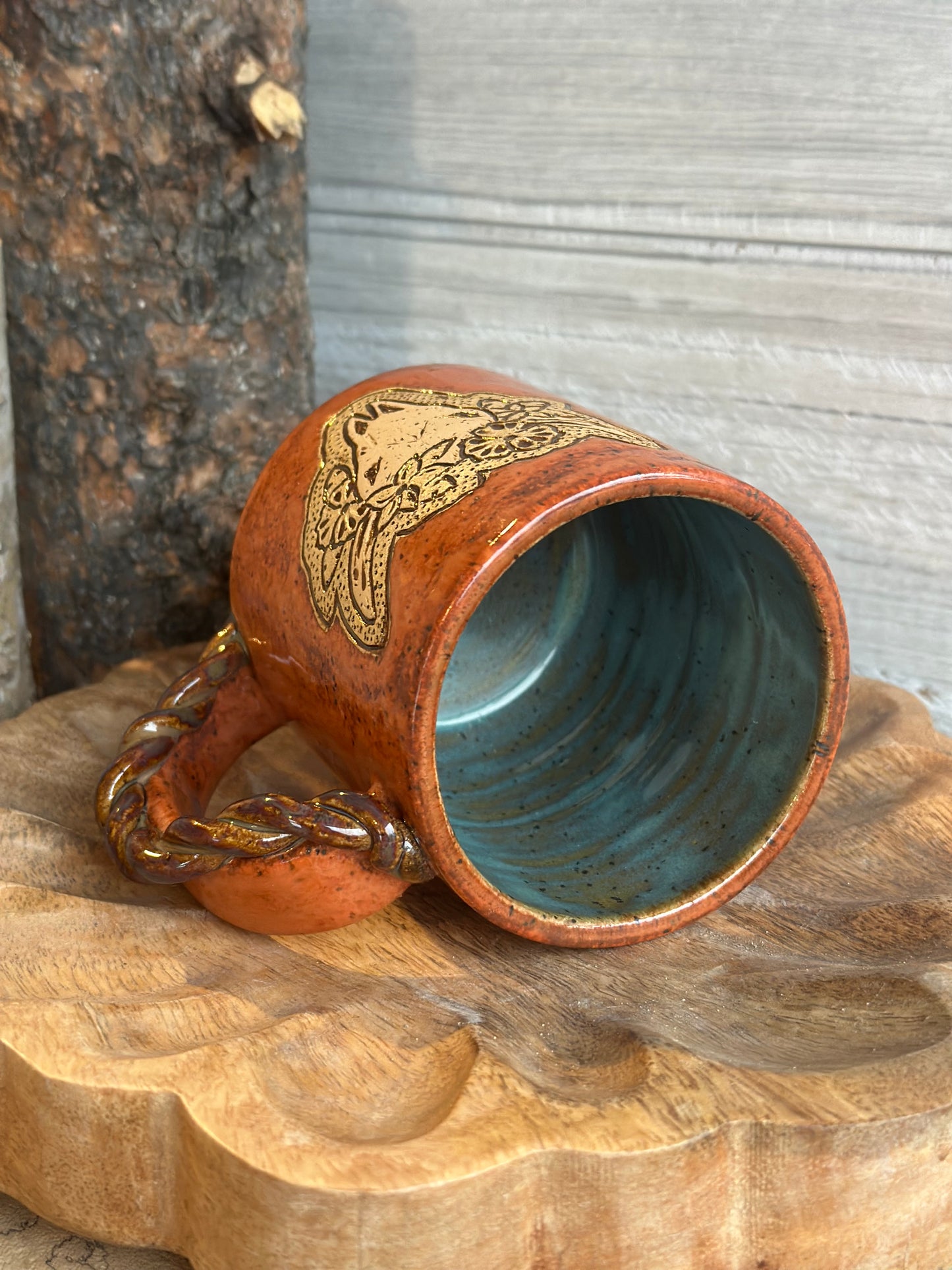 Floral Tooled Skull Mug