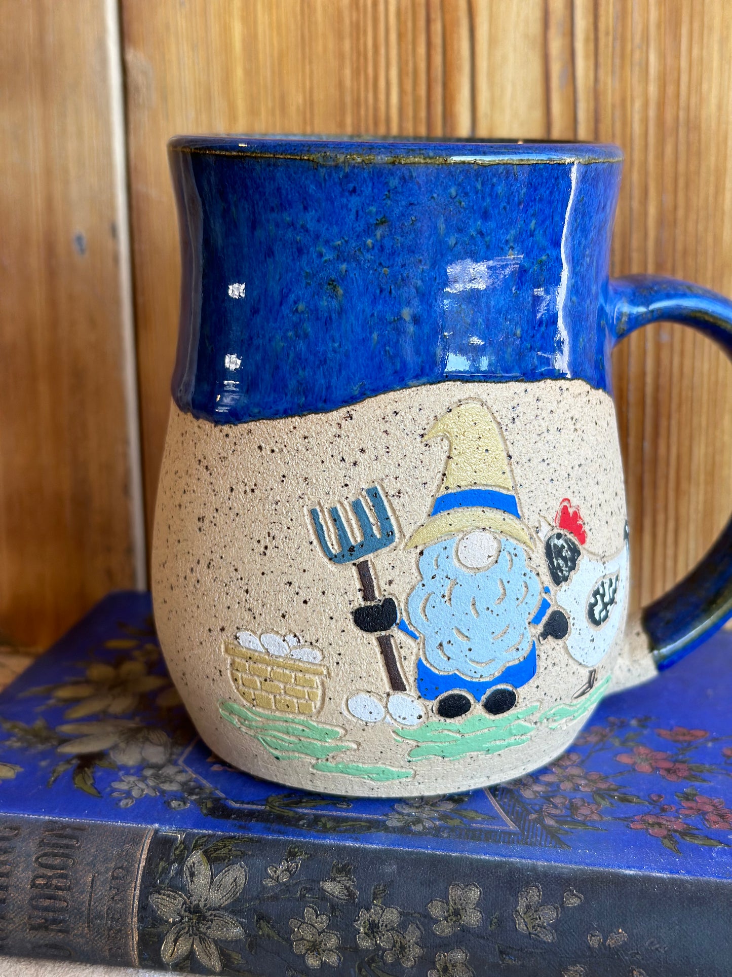 Speckled Gnome Mug, Chicken ~ blue