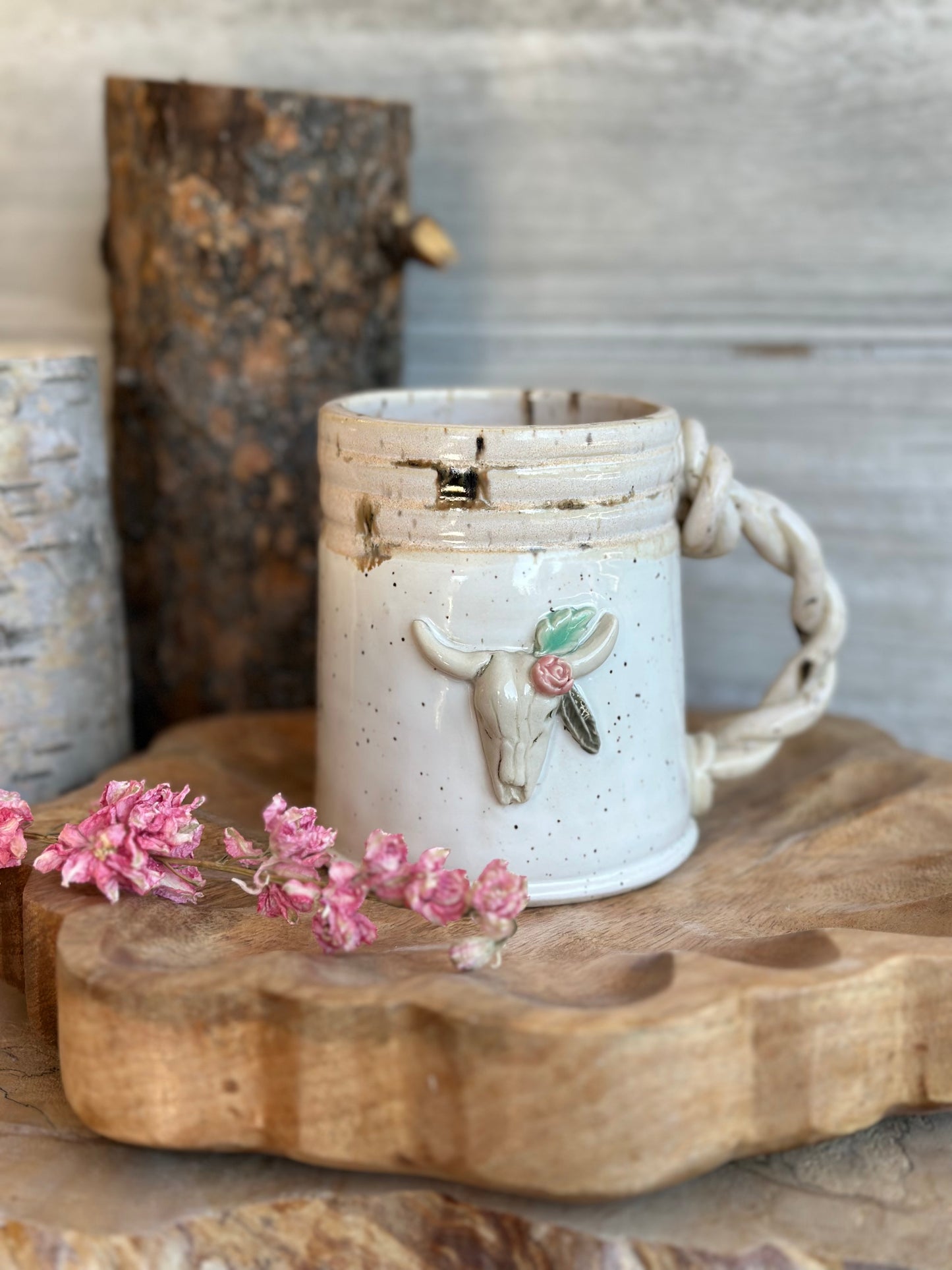 White Speckled Skull Mug