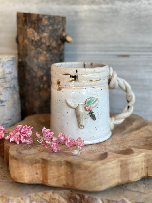 White Speckled Skull Mug