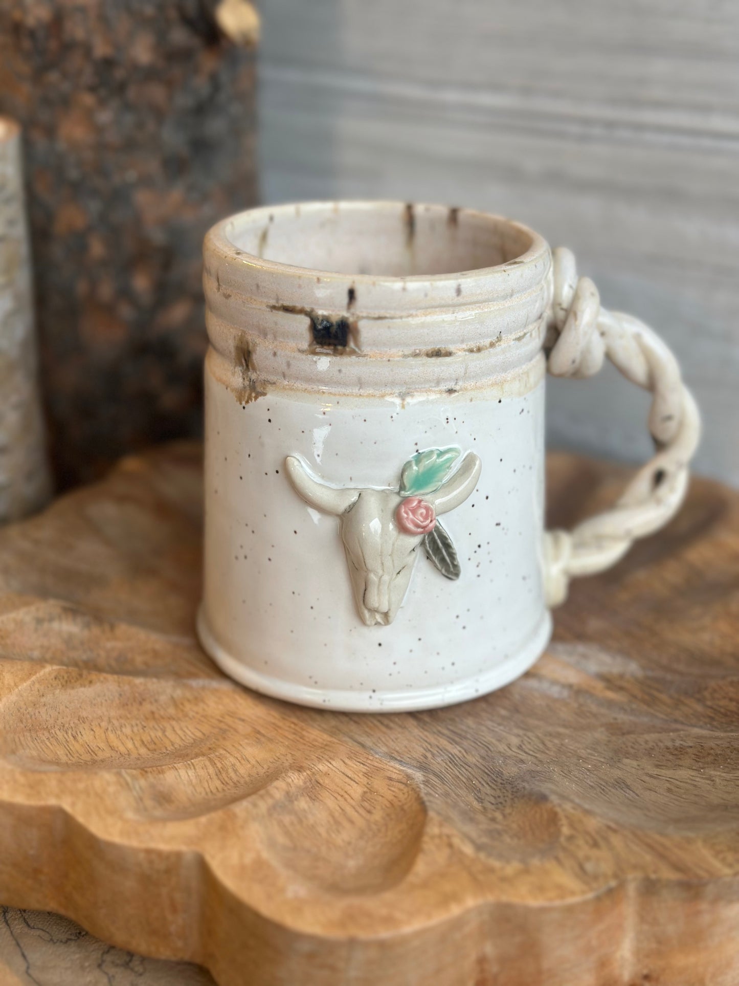 White Speckled Skull Mug