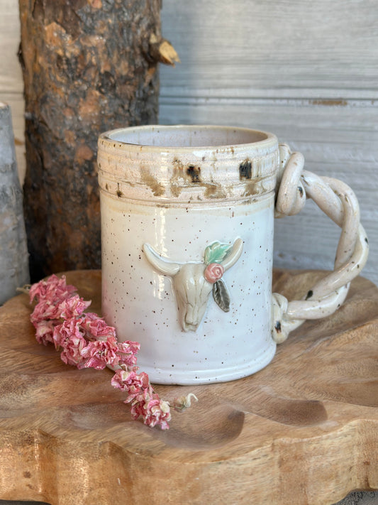 White Speckled Skull Mug