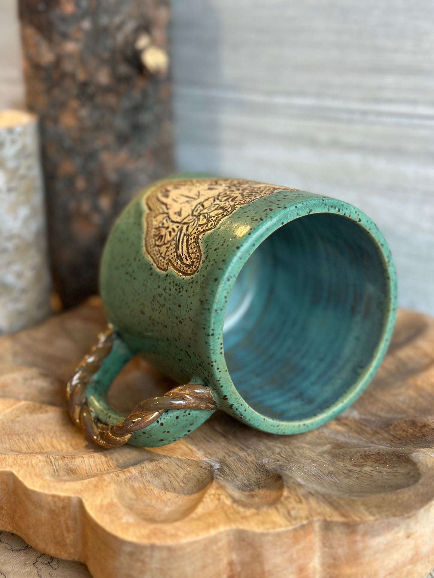 Floral Tooled Skull Mug