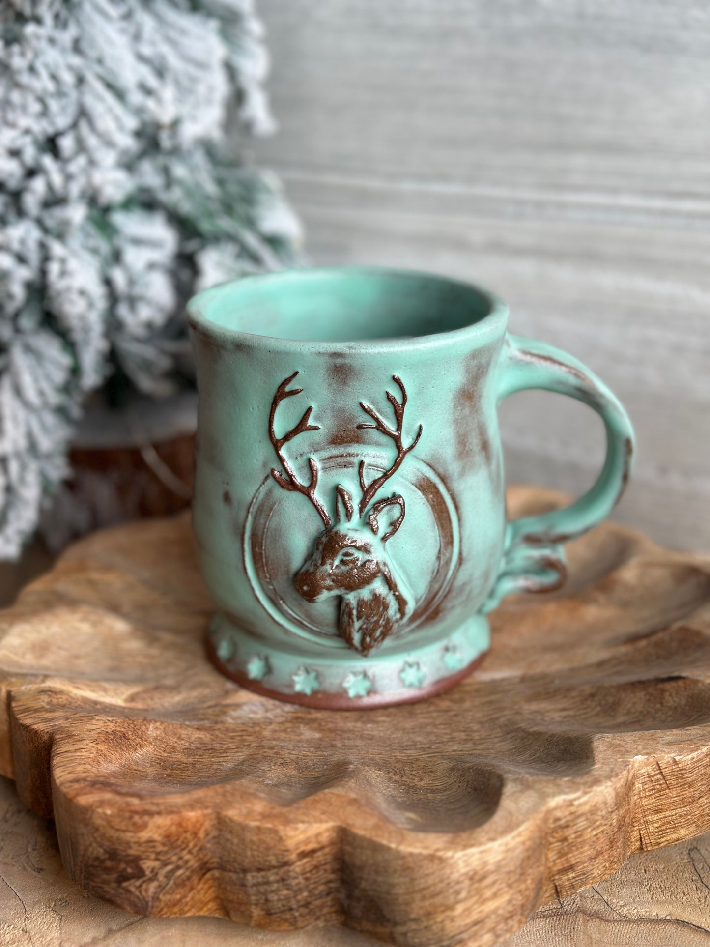 Reindeer Mug, seafoam 16 oz