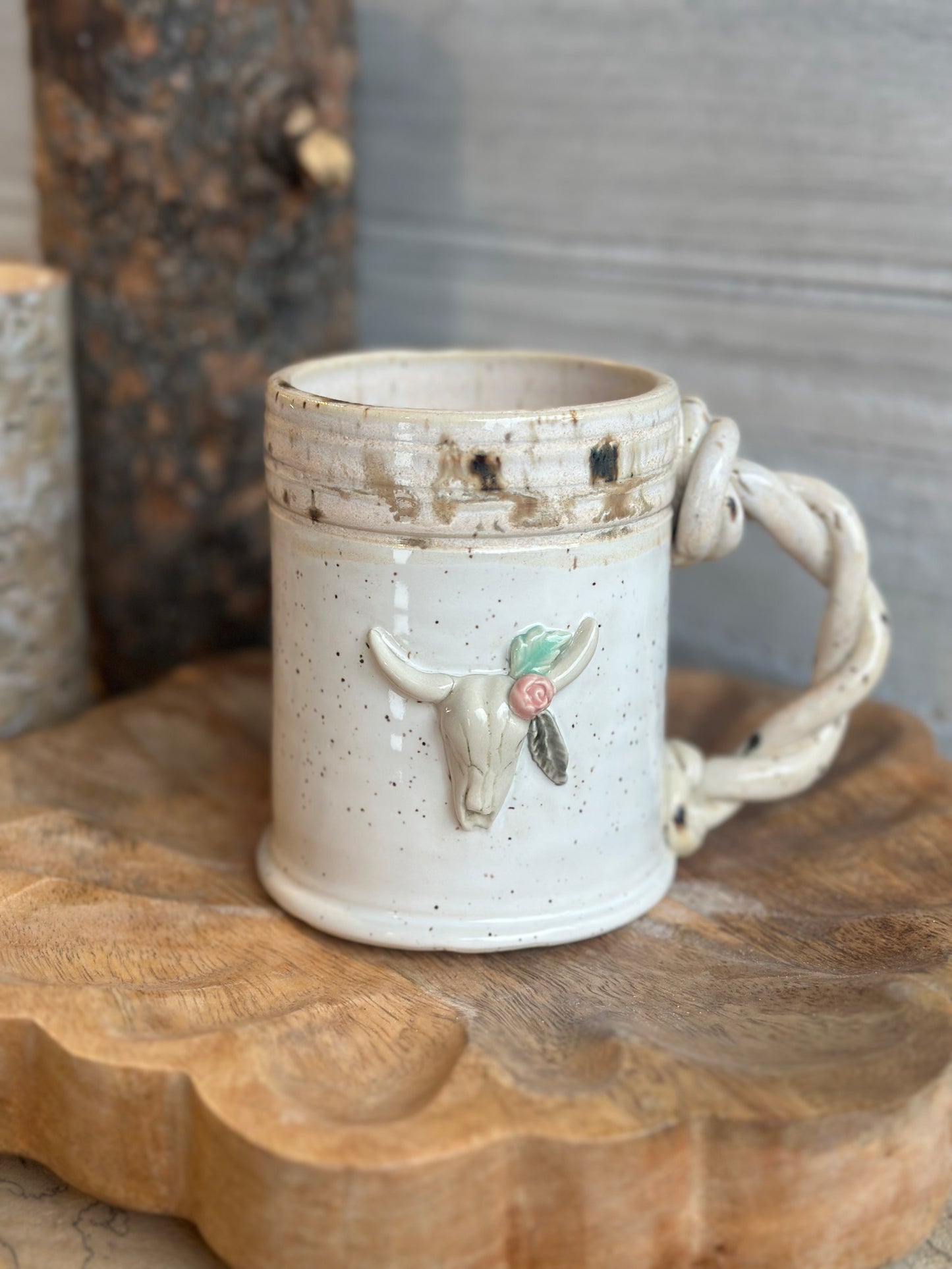 White Speckled Skull Mug