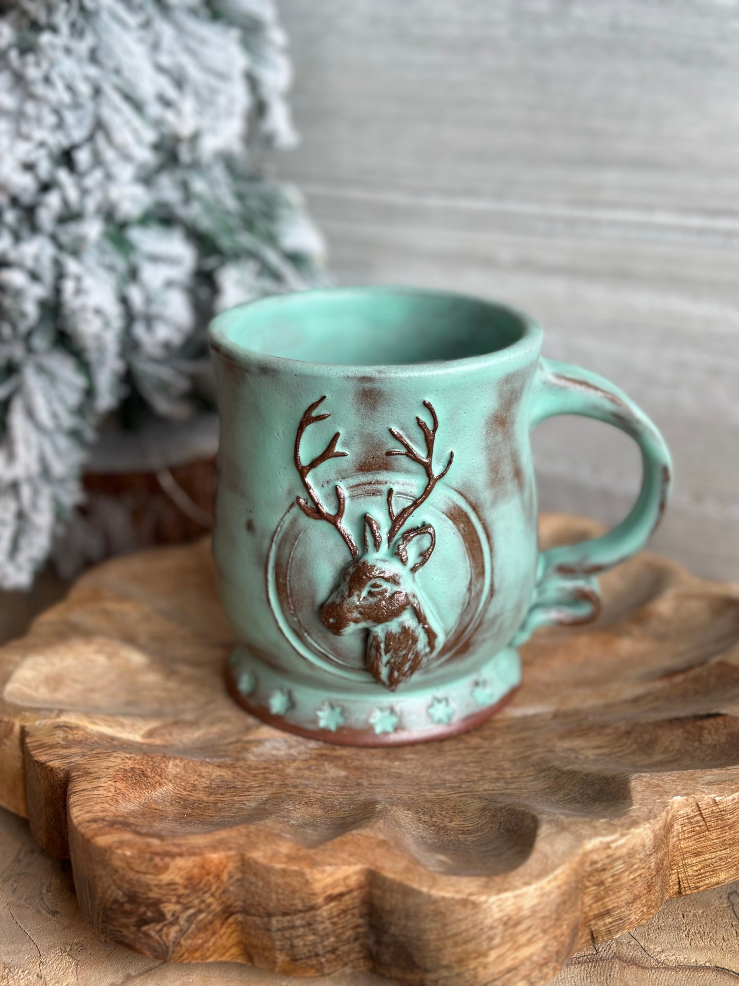 Reindeer Mug, seafoam 16 oz
