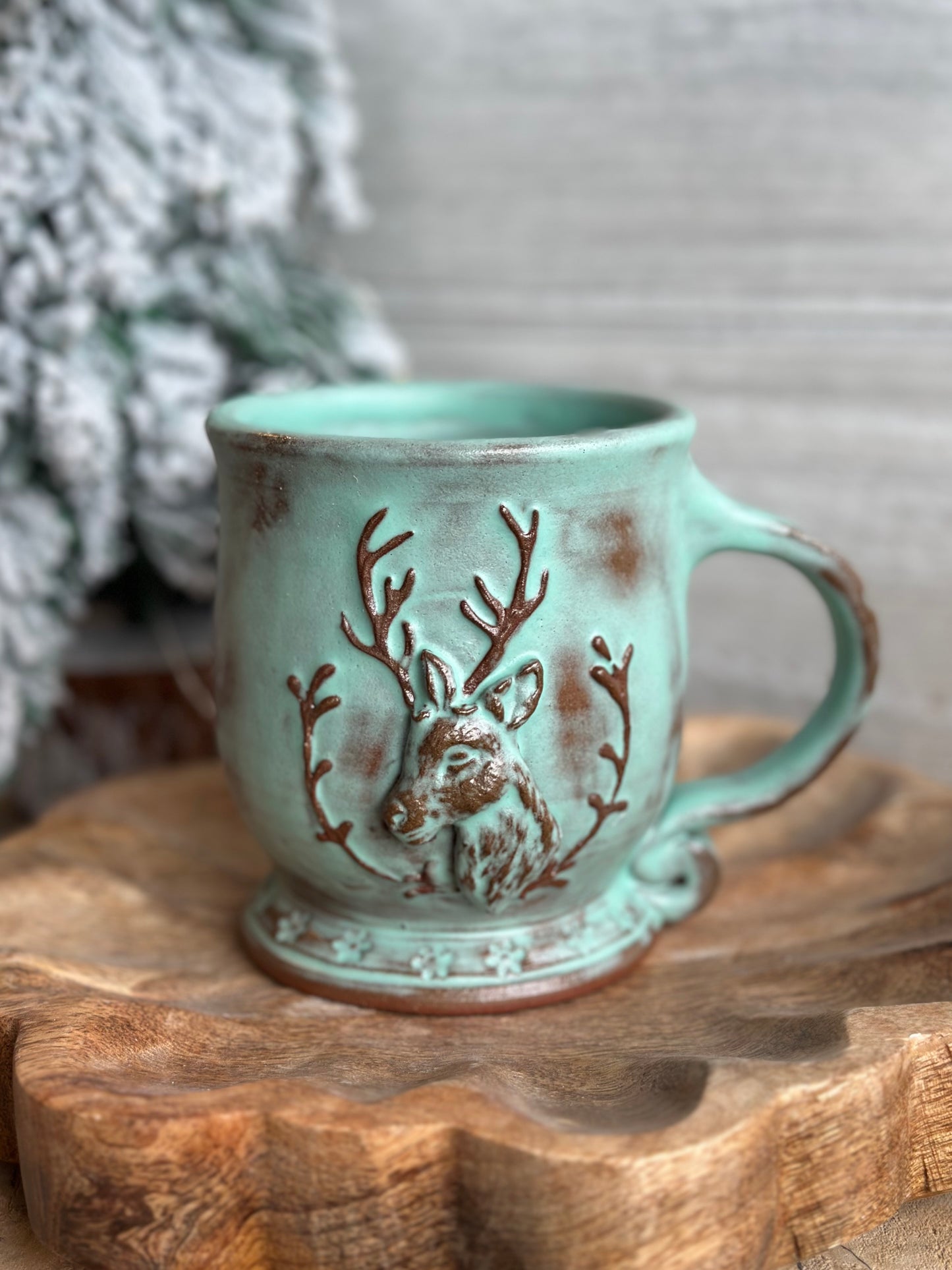 Reindeer Mug, seafoam 15 oz