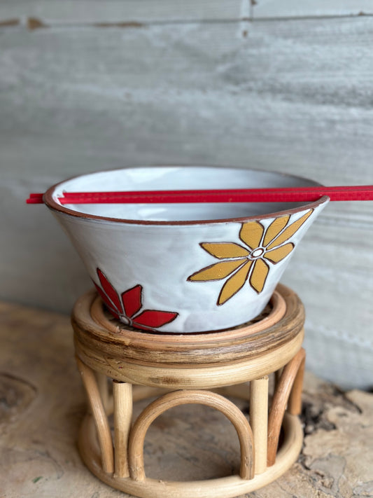 Ramen bowls, red & harvest gold