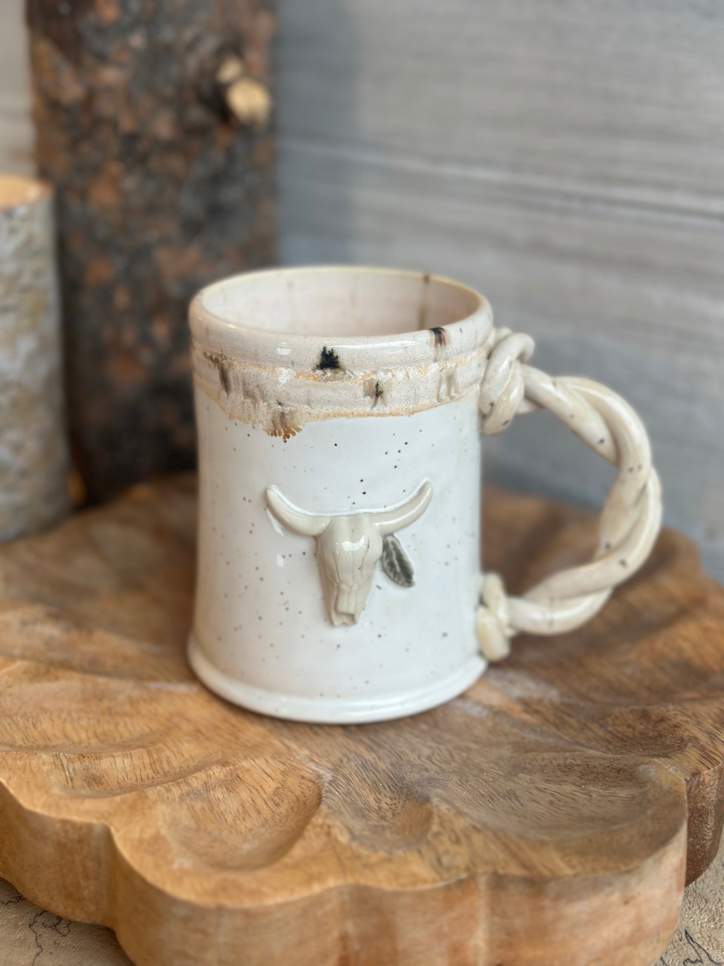 White Speckled Skull Mug