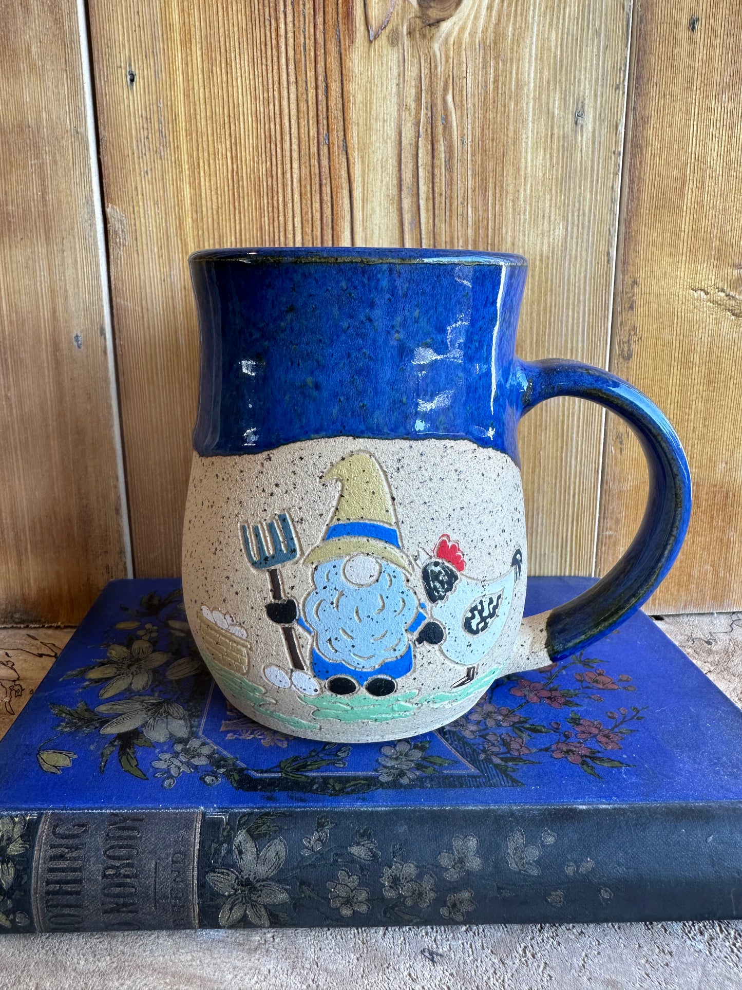 Speckled Gnome Mug, Chicken ~ blue