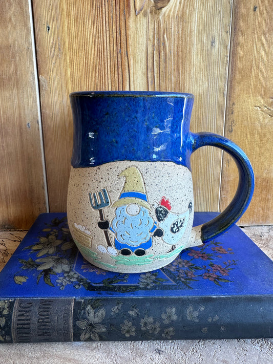 Speckled Gnome Mug, Chicken ~ blue